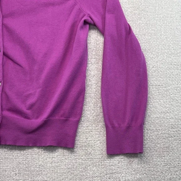 Lands' End Women's Fuchsia Cardigan M Medium Purple Button‎ Front Sweater - Picture 5 of 16